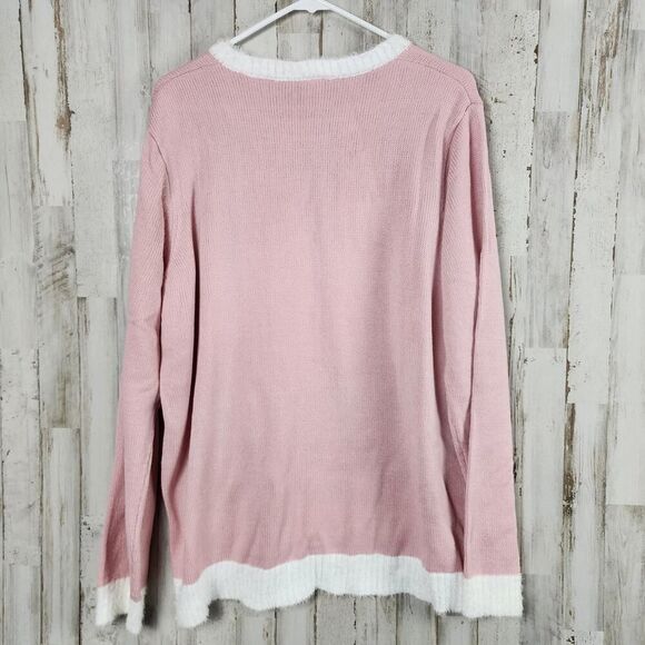 Holiday Time Holiday Sequin Meowy Kitty Cat Sweater Pink Size XL 16-18 - Picture 2 of 10